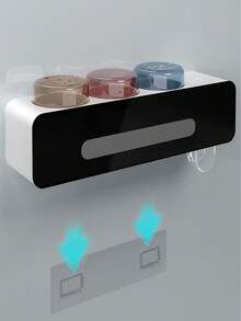 Wall Mounted Toothbrush Holder With Toothpaste Dispenser, Bathroom Toothbrush Stand, Bathroom Vanity Organizer Storage Rack - Multicolor - View 7