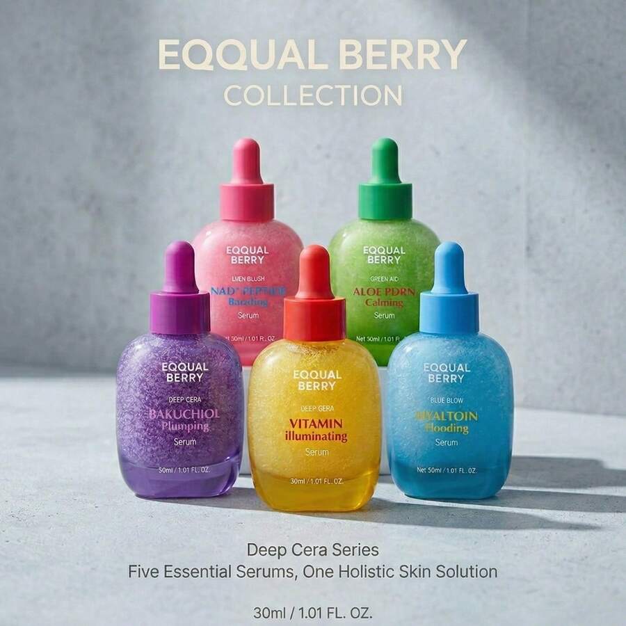 EQQUALBERRY 5-Serum Set – Hydration, Soothing, Radiance & Firmness – 30ml X5 – Multi-Action Facial Care - Collagen - View 1