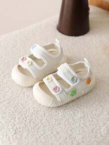 1 Pair Baby Girls' Sandals, Princess Style Versatile Closed Toe Breathable Non-Slip Summer New Toddler Walking Shoes - Beige - View 3