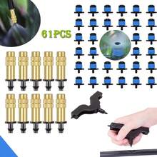 1/4" Adjustable Plastic Brass Mist Nozzle Set, With 4/7mm Drip Irrigation Sprayer Attachment, Suitable For Garden, Lawn, Vegetable Greenhouse Cooling - Sprayer - View 7