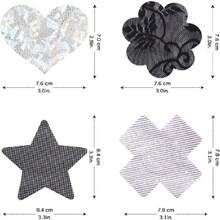 Glitters Pasties Rave Pack Nipple Covers Stickers Disposable Sticky Breast Petals Bra Set For Women Rave Outfit Party,41552027 - Black - View 6