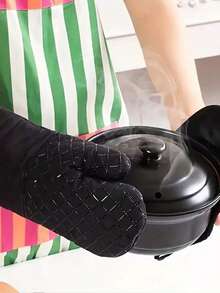 2pcs/Set Thick Silicone Oven Mitts And Pot Holders, Heat Resistant Cooking Baking Gloves, Non-Slip Insulated Pads - View 3