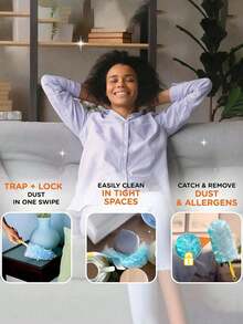 30个一次性静电除尘拖把头替换装，轻松去除电子产品、家具、百叶窗和吊扇上的灰尘，不含拖把杆，清洁用品，家居深度清洁必备品，办公室清洁工具，家用除尘替换装，适合万圣节、情人节、新年、乔迁之喜等节日，实用家居礼品。 - 多色 - 查看 6