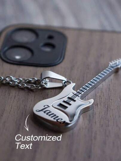 Personalized Electric Guitar Pendant Necklace, Customized Music Themed Jewelry, Gift For Guitarists, Music Lovers And Teachers, Necklace For Best Friends, Father's Day Gift