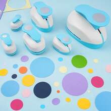 6pcs Round Hole Punches, Hole Diameter 0.3-2 Inches, Essential Starter Tools For Handmade Paper Crafts, Features Effortless Lever Design, Professional Card Cutting, Pasting And Punching Tools - Blue and White - View 5