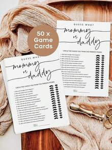 10/20张简约趣味婴儿派对游戏卡片，猜猜谁是妈妈谁是爸爸游戏卡片，适合婴儿派对 - 彩色 - 查看 3