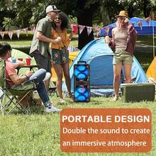 Portable Speaker, Outdoor Wireless Speaker, Button Control, Subwoofer, 2400mAh Capacity, RGB Lighting With Colorful Lighting Effects, Dual Speakers, Suitable For Home, Outdoor, Parties, Square Dancing, Karaoke, Family Gatherings, Lighting Effects, Disco. - Màu đen tối giản - Xem 3