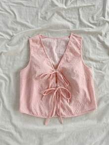 Camiseta de tirantes con textura informal para mujer - Rosa - Ver 6