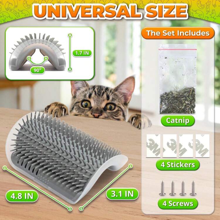 2pcs Cat Corner Scratching Board - Indoor Cat Self-Care - Wall Mounted Scratching Pad With Face Scratcher And Cat | Easy Installation, Soft Massage, Desheding, Also Can Be Used As Cat Brush - Multicolor - View 2
