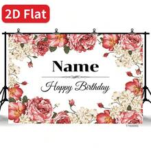 SuzanneHome 2Dflat Banner 1pc Custom Name Red Flower Wall Wedding Princess Baby Shower Birthday Party Valentine's Day Photocall Backdrops Photo Studio Backgrounds - Multicolor - View 10