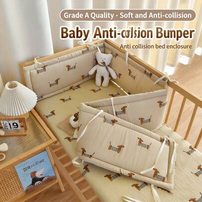 1件装婴儿床围，婴儿床护栏和软垫布套，一体式柔软婴儿床垫，儿童拼接床护栏，防撞床护栏，柔软婴儿床围栏，INS图案婴儿床围，装饰婴儿房