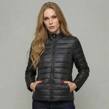 Women's Puffer Jacket With Removable Hood, Suitable For Cold Weather, With A Gominho Style Detail. - Black - View 3