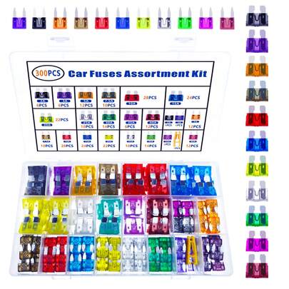300pcs Assorted Car Blade Fuse Set, 2a/3a/5a/7.5a/10a/15a/20a/25a/30a/35a/40a Mixed Car Truck Small Fuse Set With Box Motorcycle Circuit Fuse