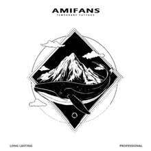 AMIFANS Temporary Tattoo Whale & Mountain Geometric, Semi Permanent Tattoo,Lasting 1-2 Weeks Tattoo, Long Lasting Tattoo, Juice Tattoo, Realistic Tattoo, Romantic Tattoo, Fake Tattoo, Waterproof, Authentic Tattoo Look, Niche Design Tattoo, Fruit Tattoo, Plant-Based Tattoo - Black - View 5