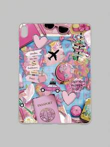 Cute Pink Travel Elements Shockproof Basic Pad Case 1pc Pink Travel Collage City Landmark Passport & Airplane Print Transparent Protective Case Integrating Passport & Globe City Landmark Travel Aesthetic Design Suitable For 10th Gen Suitable For Travelers Cute Style Lovers Birthday Anniversary Spring Gift - Clear - View 13