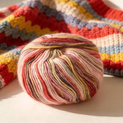 50g Hilo de colores degradados, hilo suave y cálido de arcoíris mezclado - Adecuado para tejer suéteres, bufandas, chales, guantes, sombreros DIY