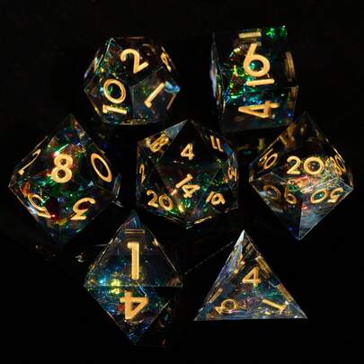 7pcs D&D Resin Dice Set, Resin Dice For RPG-MTG, Role-Playing Tabletop Games, Suitable For Easter, Halloween, Christmas Gifts