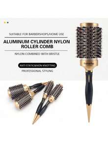 Lược tạo kiểu tóc xoăn bồng bềnh bằng gốm, lược tạo kiểu tóc chuyên nghiệp với ống nhôm chịu nhiệt, lược uốn tóc dùng cho máy sấy, lược chống tĩnh điện, phù hợp với mọi loại tóc, dùng được cho cả nam và nữ, lược chải tóc, dụng cụ làm tóc, sản phẩm và phụ kiện làm đẹp cho tiệm cắt tóc, đồ dùng cần thiết khi đi du lịch, chuẩn bị cho năm học mới, đồ dùng cần thiết khi đi nghỉ mát, phụ kiện tóc dành cho phụ nữ. - Vàng - Xem 3