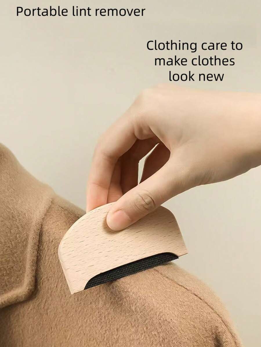 1 pieza Quitapelusas manual, Rasuradora de tela de madera de haya, Desempolvador de suéteres de lana, Recortador de pelusa para ropa - A - Ver 1