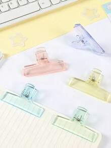 8/4/2pcs Transparent Plastic Acrylic Clip-On Stationery, Student Supplies, Jelly Clips, Multi-Functional Photo Clips, Creative Office Supplies, Exam Paper Clips, Invoice/Document Organizer, School Supplies - Swallowtail Clip - View 2