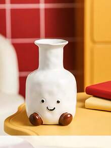 1pc Cute Smiling Face Vase, Suitable For Home Use, Creative Desktop Decor For Living Room, Dried Flower Display, Hydroponics, Gift For Friends And Family - 1PC - View 8
