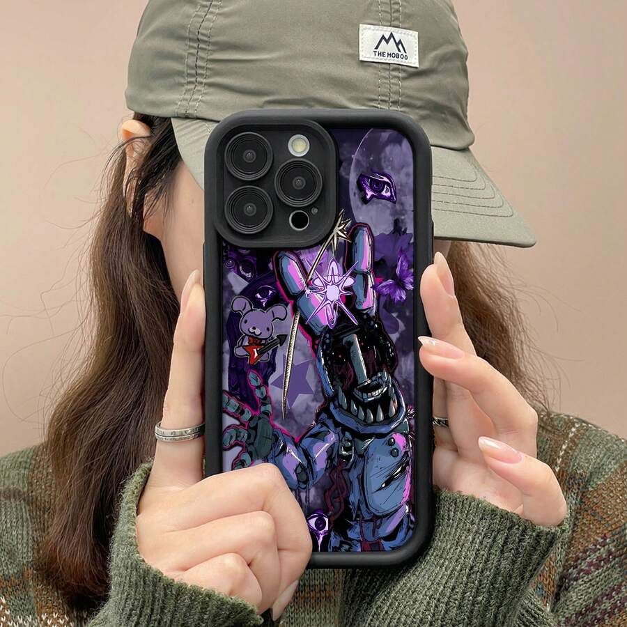 Bonnie, morado, oscuro, psicodélico, terror, arte.funda de teléfono Fundas compatibles con ,Apple,VIVO,OPPO,,, y Honor.Fabricadas en silicona TPU,ofrecen protección contra golpes y caídas. - Negro - Ver 1
