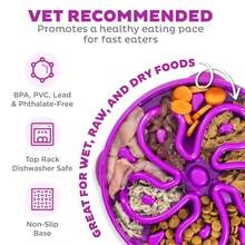 Fun Feeder Slo Bowl Large 4‑Cup Capacity Slow Feeding Medium To Large Dogs N‑Slip Ple Flower Pattern - 紫色 - 查看 3