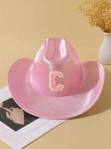 Mũ cao bồi lấp lánh chữ cái A-Z tùy chỉnh dành cho người lớn, bền chắc, chống nắng, thích hợp cho các bữa tiệc, lễ hội âm nhạc và thời trang hàng ngày. - Hồng - Xem 29