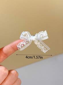 30个女士甜美蕾丝蝴蝶结发夹，可爱小发卡，发夹，刘海夹，多功能优雅侧边发饰，适合日常使用 - 白色 - 查看 3