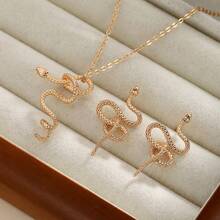 Fashionable Multi-Element Copper Alloy Zirconia Jewelry Set - High-End Set Suitable For Daily Wear And As Gifts For Festivals - Snake-shaped Jewelry Set - View 2