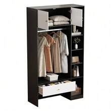 Bedroom Armoires - White+Black + Particle Board-1 - View 10