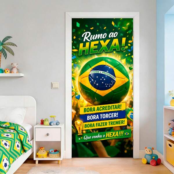 Capa para Porta Decoração Copa do Mundo Futebol Porta Decorativa Comemorações