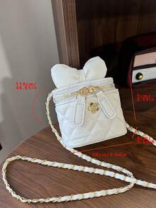 Túi đeo chéo mini xích trang trí nơ thời trang cho bé gái - trắng - Xem 12