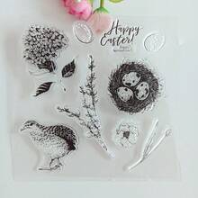 Easter Bunny, Eggs, Bird Nest Transparent Stamps, Scrapbooking & Card Making DIY Decorative Materials, Basket, Tulips, Handmade Card Decorations - Easter - View 9