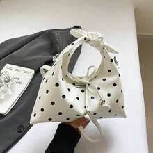 Polka Dot Dumpling Bag For Women, Fashionable Shoulder Bag, Minimalist Chic Crossbody Bag, Retro Sweet Handbag, Versatile Shoulder Bag - 白色 - 查看 8