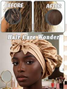 Silk Sleep Cap For Ladies, Satin Sleep Cap Oversized Curly Hair Sleep Cap With Elasticated Ties, Available In Various Colours  Spring/Summer Fashion Colour Combinations  Essential Hair Care Accessory For Home And Travel  Soft To The Touch   Exceptional Valu - 彩色 - 查看 6
