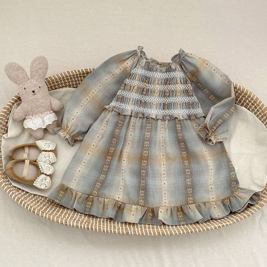 Spring & Autumn New Baby Girls Dress, Toddler Girls Floral Jacquard Long Sleeve Sister Matching Dress, Fashionable Casual Versatile Skirt