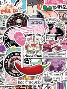 50 piezas SCXXBSW Pegatinas decorativas de graffiti de dibujos animados románticos para lectura, vasos, cuadernos, equipaje, resistentes al agua - F - Ver 11