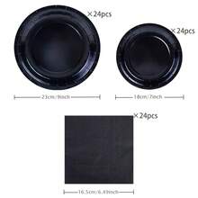 Black Disposable Tableware Set, Including 7/9 Inch Paper Plates, Paper Cups, Paper Napkins, Suitable For Birthday Party, Holiday Party, Picnic, Celebration, Wedding Tea Party, Graduation Ceremony Disposable Party Supplies - Black - View 9