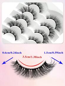 ENCHUW 5 Cặp Mi Giả Lông Chồn Tự Nhiên, Mi Nối Mềm Mịn, Dụng Cụ Trang Điểm Hàng Ngày - màu đen - Xem 2