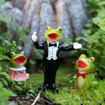 Creative Frog Choir Statue Decor For Outdoor, Garden Frog Sculpture Planter Decoration, Funny Frog Garden Decor Outdoor Gift, Embracing Frog Statue Planter For Outdoor Yard Lawn Decoration