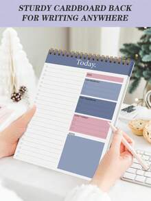 Trees 1本365天每日计划本，B5尺寸，无日期待办事项清单整理笔记本，带复选框，可用于任务、优先级和笔记，桌面日程本，适用于工作、家庭、学校，办公桌配件，女士礼物 - 藍色 - 查看 4