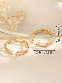 Fashionable Multi-Element Copper Alloy Earrings Set With Zirconia Stones, High-End Earrings Suitable For Daily Wear And As Gifts For Festivals - Hollow Out Earrings - View 4