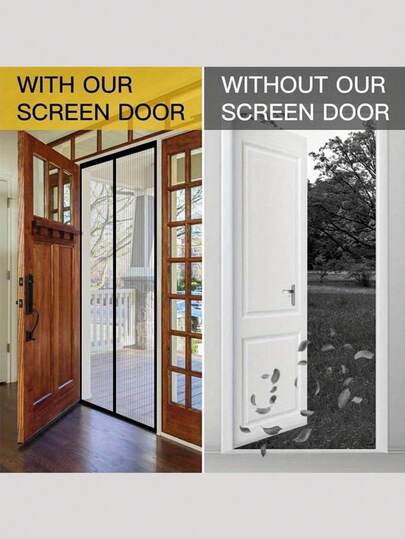 1pc Magnetic Screen Door, Magnetic Closure, Breathable, Thick Mesh, Pet Friendly, Suitable For Front Door, Sliding Door, Anti-Fly Screen, Anti-Fly Curtain, RV Accessories, Mosquito Net