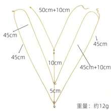 Nuevo estilo minimalista cadena corporal de aleación con colgante, cadena metálica para la cintura - Oro - Ver 4