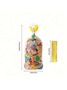 50 chiếc túi phẳng trong suốt chủ đề Lễ Phục Sinh, in hình thỏ, trứng, gà con, hoa, bướm, nhiều màu sắc, có thể tái sử dụng, dùng để đựng bánh quy, kẹo, đồ ăn vặt trong các bữa tiệc, lễ kỷ niệm gia đình, đồ trang trí gói quà ngày lễ. - Nhiều màu - Xem 6