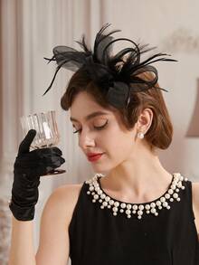 1顶女士花卉茶会帽，时尚迷人头饰发夹，肯塔基德比赛马帽，夏季沙滩装 - A - 查看 3