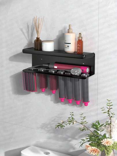 Wall-Mounted Hair Tool Storage Rack, Provides Extra Countertop Space And Multiple Slots - Suitable For Bathroom, Vanity, And Salon, Can Store Curling Irons, Straighteners, Air Curlers, And Makeup Accessories, Bathroom Storage Organizer