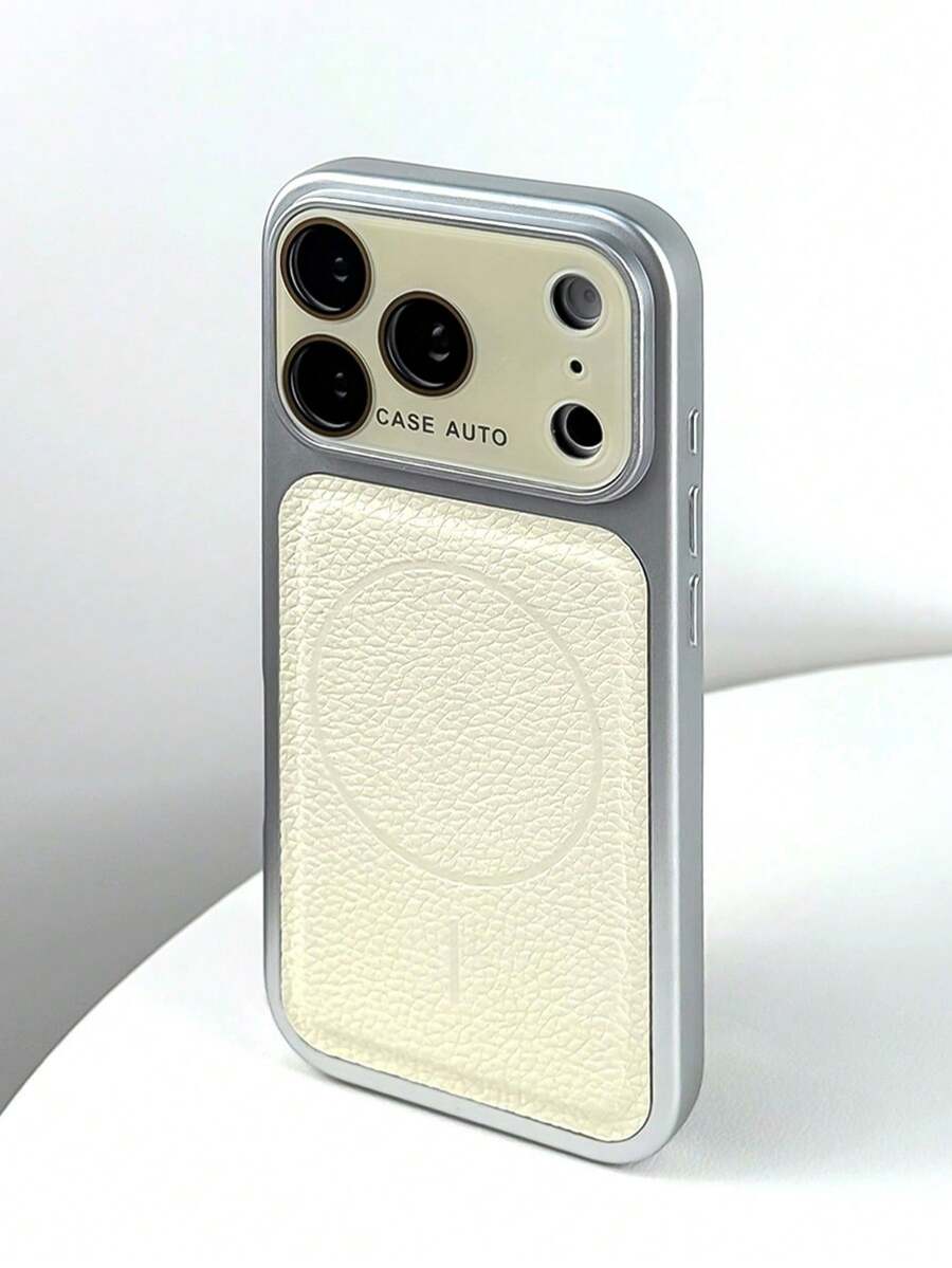 1 pieza Funda magnética de teléfono de cuero con marco de cristal AG electrochapado de lujo y cubierta trasera de TPU suave para iPhone 17 16 15 14 13 Pro Max