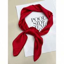 1pc Solid Color Elegant & Unique Classic Spring/Autumn Women Scarf, Versatile & Comfortable Daily Wear - Đỏ - Xem 1